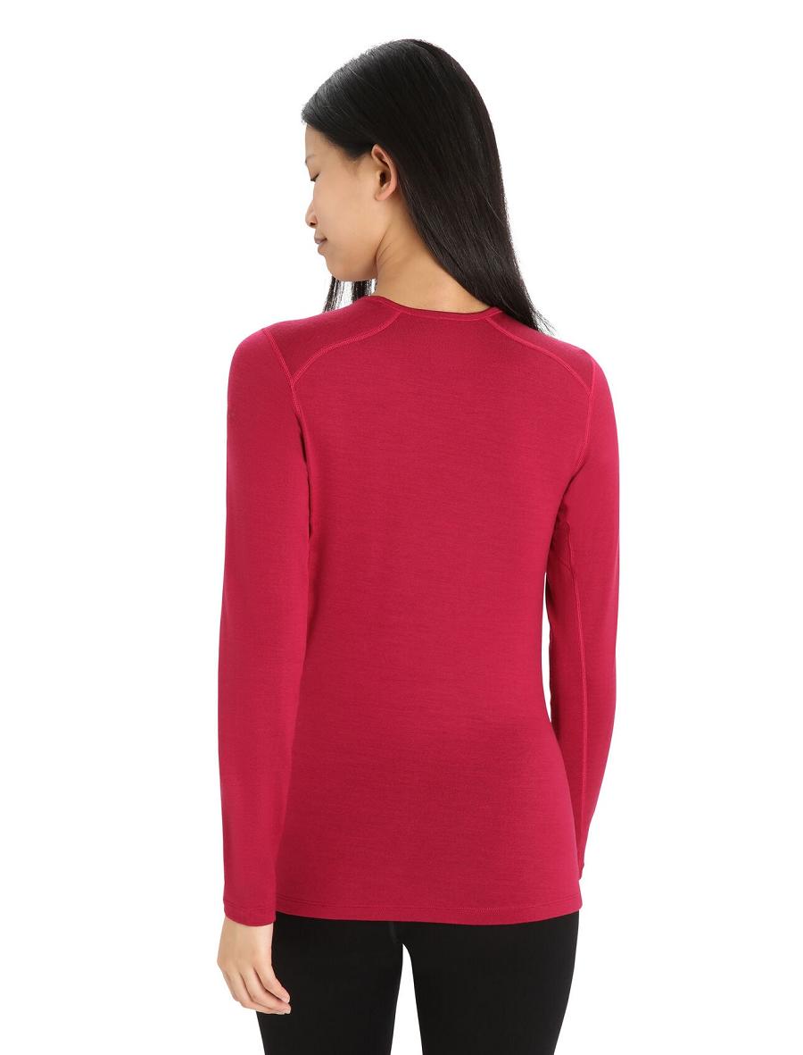 Women's Icebreaker Merino 260 Tech Long Sleeve Crewe Thermal Top Base Layers Cherry | CA 1026RVDW